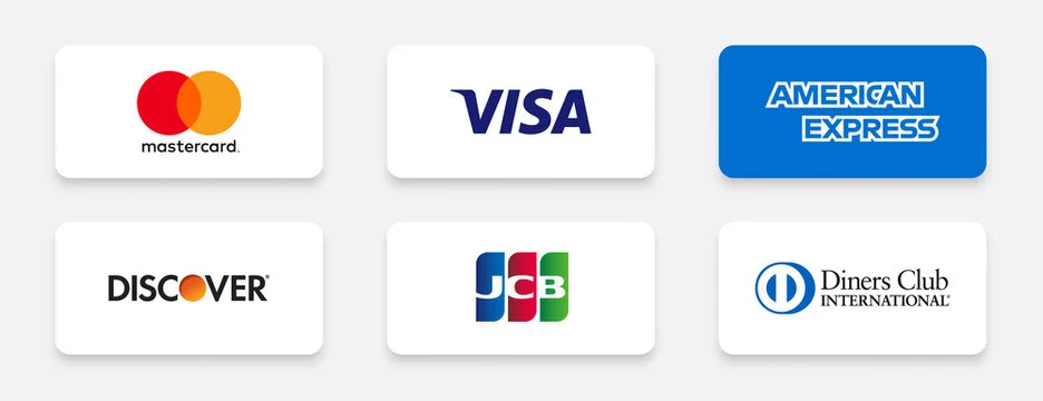 Tarjetas de crédito y débito Visa y Mastercard aceptadas
